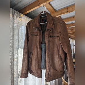 LIKE NEW Danier Brown Leather Jacket Men's Large Moto Style